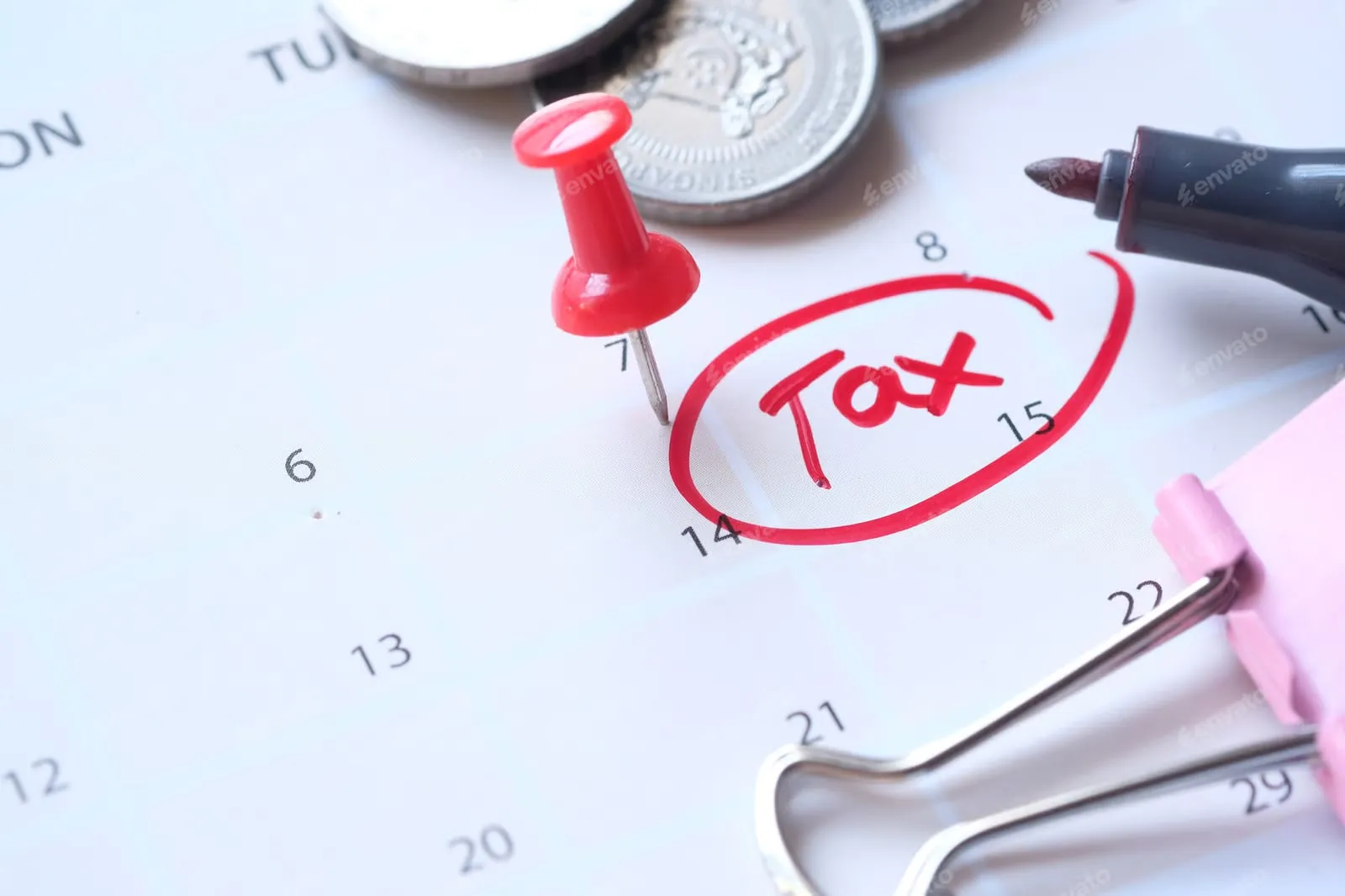 Tax deadline circled on a calendar for a corporation tax return E P Accountants Worcester